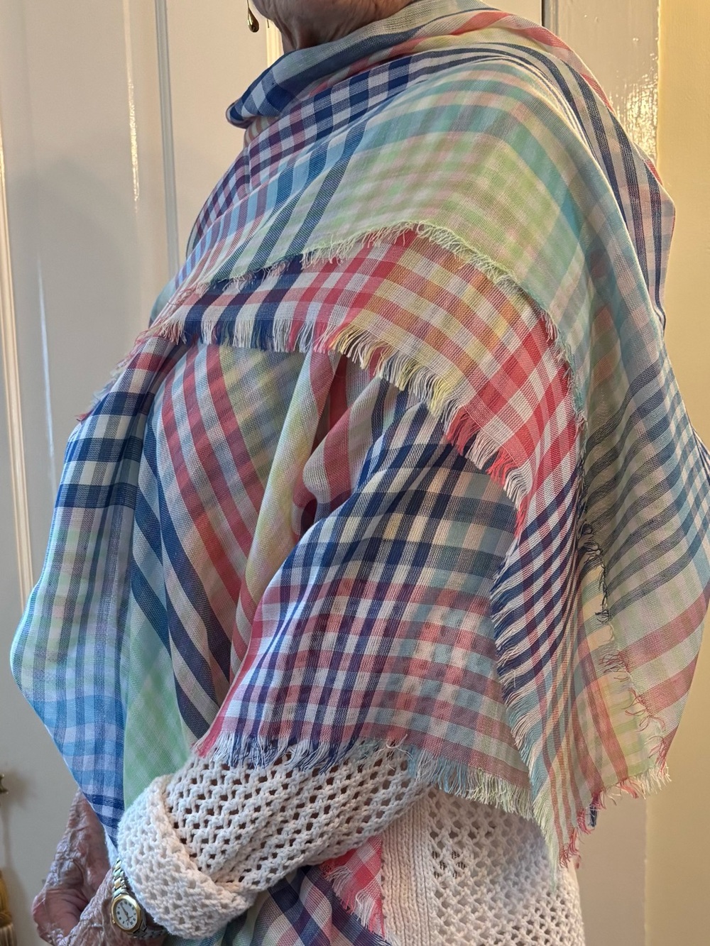 EUC Talbots Multicolor Plaid Cotton Scarf